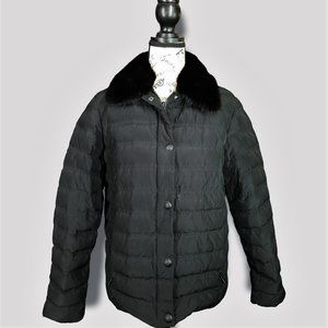 THE KOOPLES Women's Puffer Down Jacket Black Mink Fur Collar (Detachable) Size M